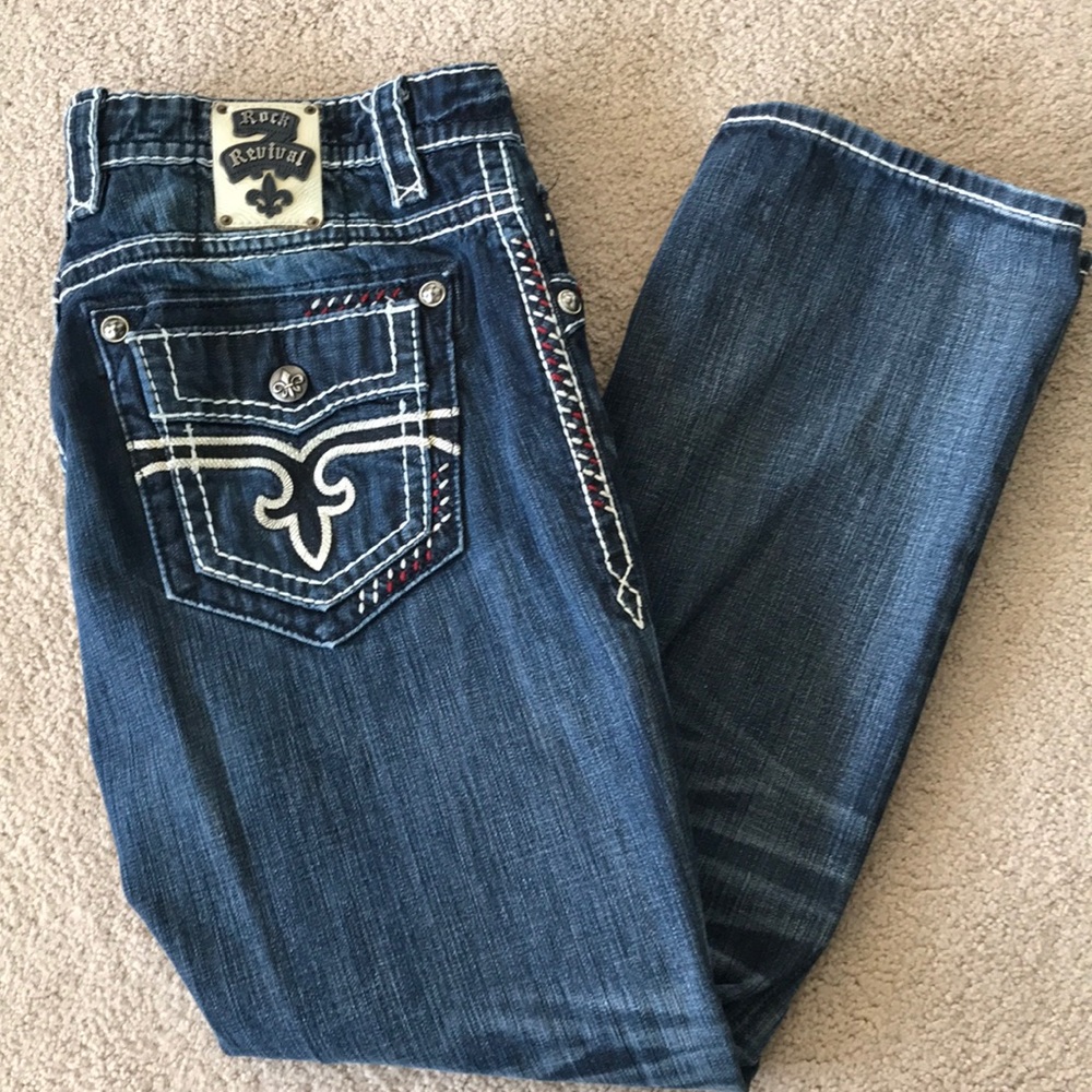 Rock Revival Mens Pierre Straight Leg Jeans 38x32